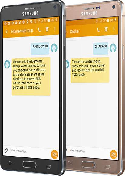Connect98 text message example on mobile phone